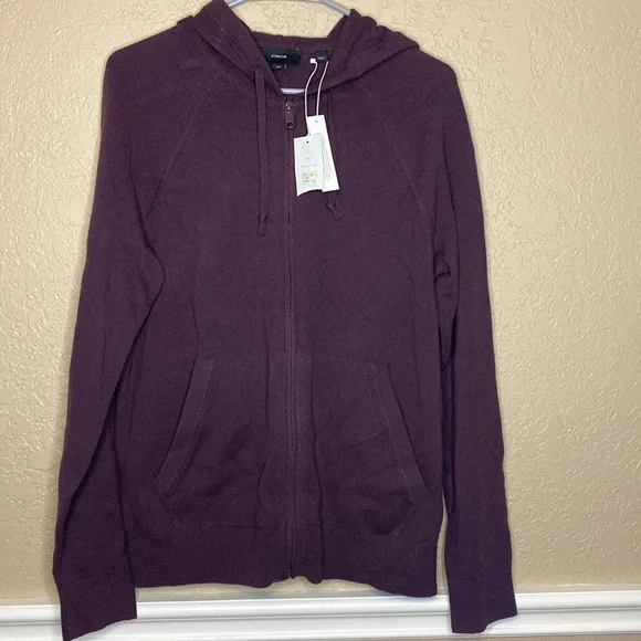 NWT VINCE Men’s Wool Cashmere full zip hooded sweater size small - Picture 1 of 11